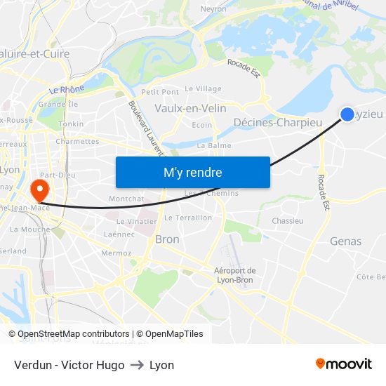Verdun - Victor Hugo to Lyon map