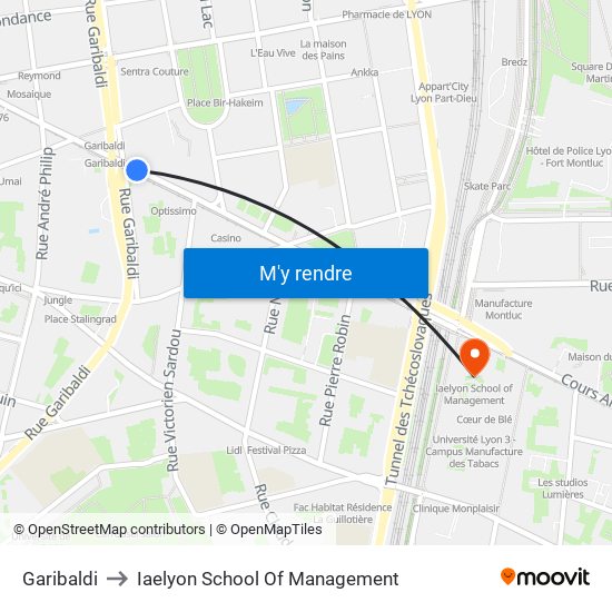 Garibaldi to Iaelyon School Of Management map