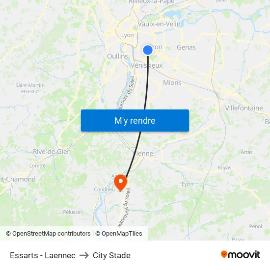 Essarts - Laennec to City Stade map