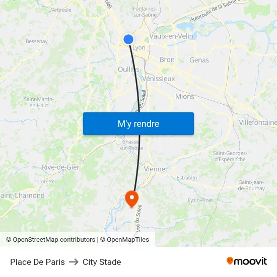Place De Paris to City Stade map