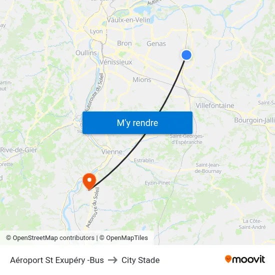 Aéroport St Exupéry -Bus to City Stade map