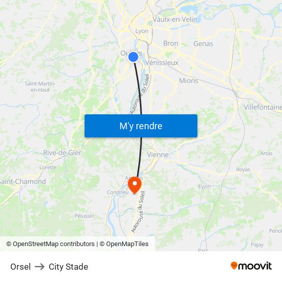 Orsel to City Stade map