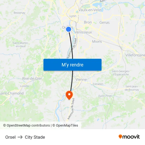 Orsel to City Stade map