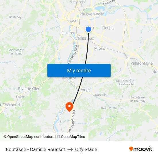 Boutasse - Camille Rousset to City Stade map
