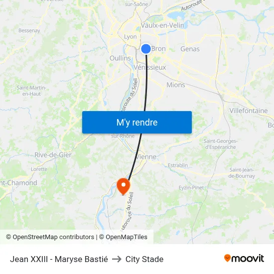Jean XXIII - Maryse Bastié to City Stade map