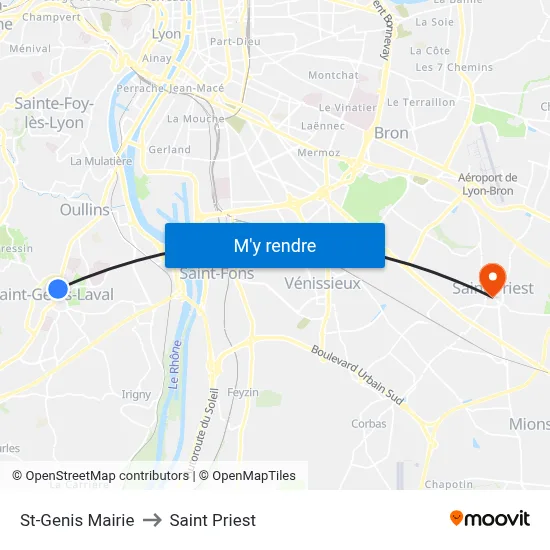St-Genis Mairie to Saint Priest map