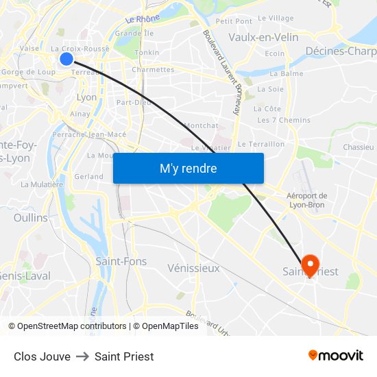 Clos Jouve to Saint Priest map