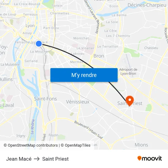 Jean Macé to Saint Priest map