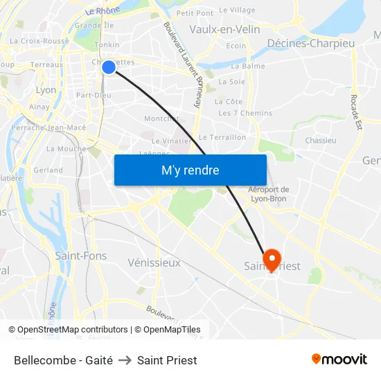 Bellecombe - Gaité to Saint Priest map