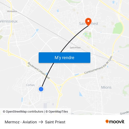 Mermoz - Aviation to Saint Priest map
