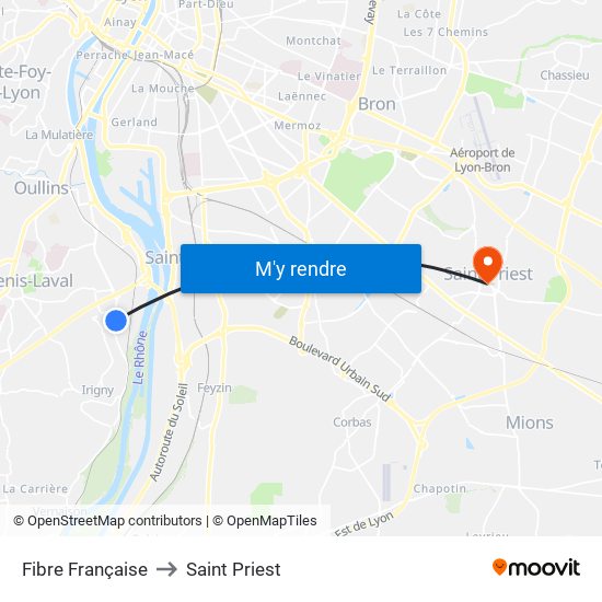 Fibre Française to Saint Priest map