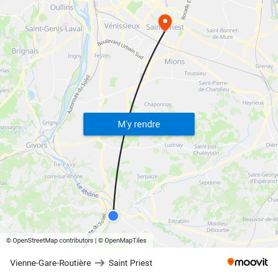 Vienne-Gare-Routière to Saint Priest map