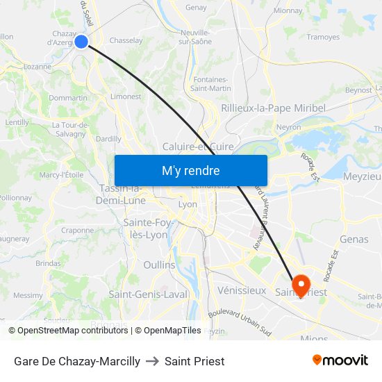 Gare De Chazay-Marcilly to Saint Priest map