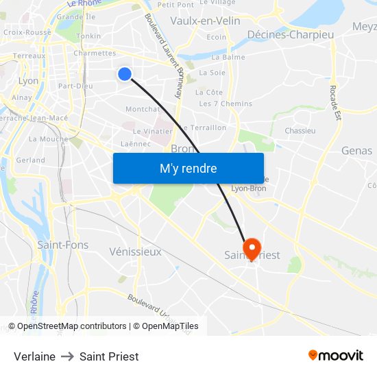 Verlaine to Saint Priest map