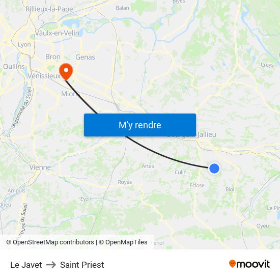 Le Javet to Saint Priest map