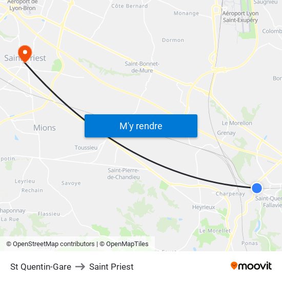 St Quentin-Gare to Saint Priest map