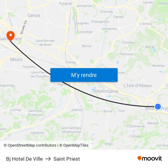 Bj Hotel De Ville to Saint Priest map