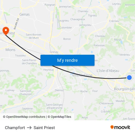 Champfort to Saint Priest map