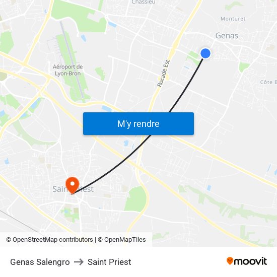 Genas Salengro to Saint Priest map