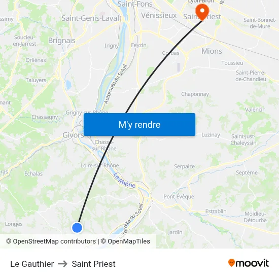 Le Gauthier to Saint Priest map