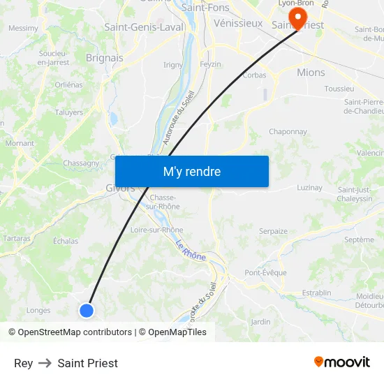 Rey to Saint Priest map