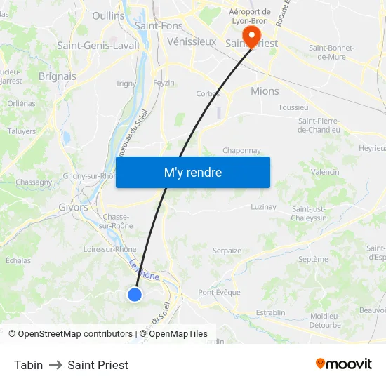 Tabin to Saint Priest map