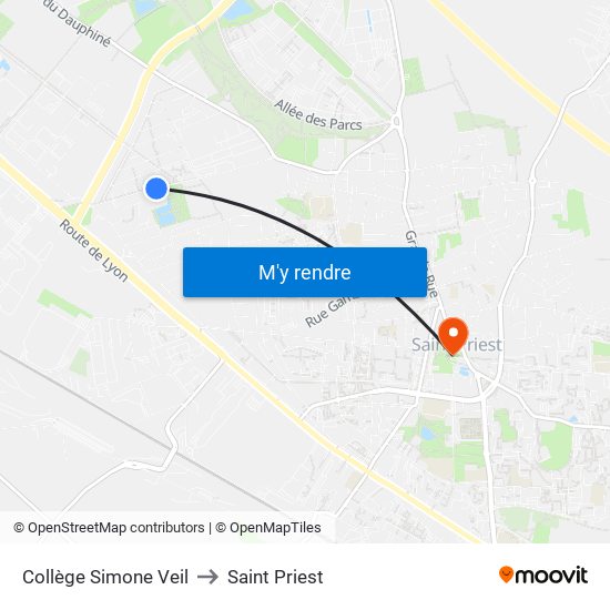 Collège Simone Veil to Saint Priest map