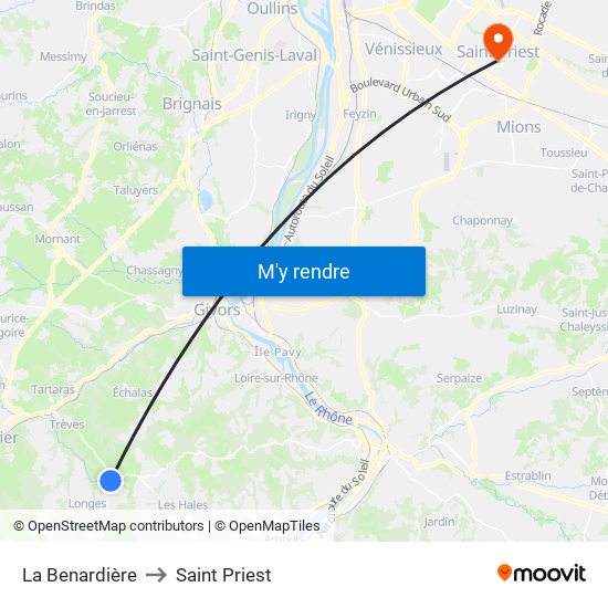 La Benardière to Saint Priest map