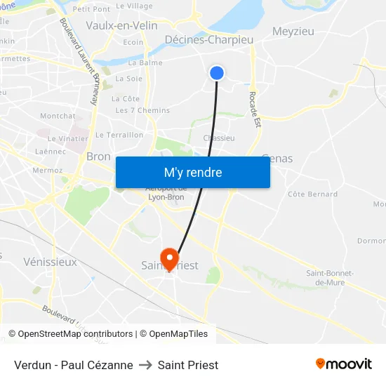 Verdun - Paul Cézanne to Saint Priest map