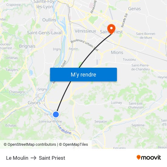 Le Moulin to Saint Priest map
