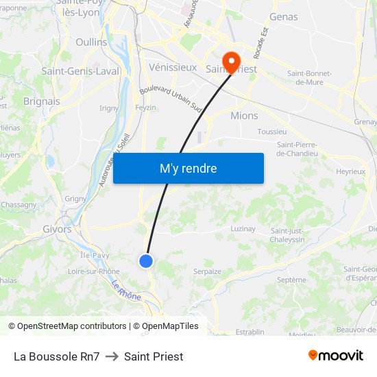 La Boussole Rn7 to Saint Priest map