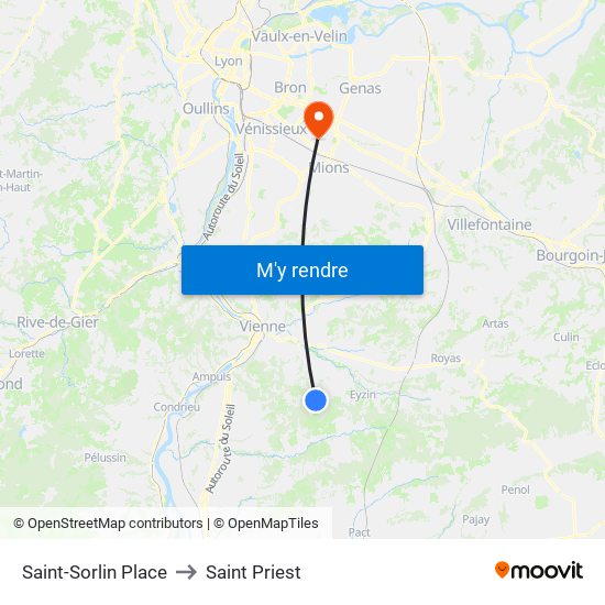 Saint-Sorlin Place to Saint Priest map
