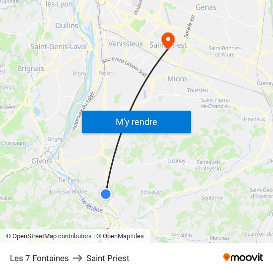 Les 7 Fontaines to Saint Priest map