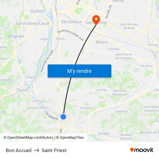 Bon Accueil to Saint Priest map