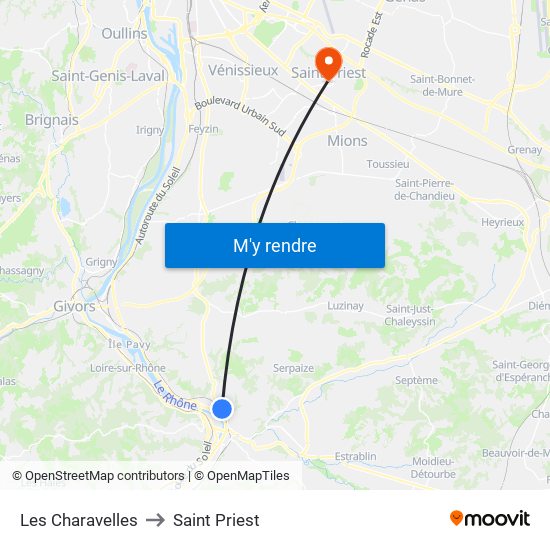 Les Charavelles to Saint Priest map