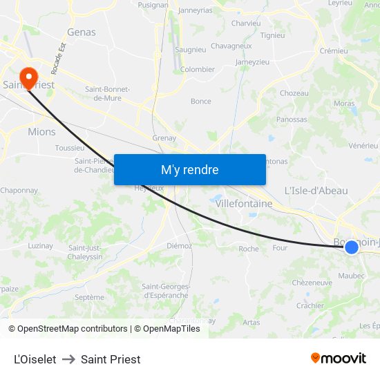 L'Oiselet to Saint Priest map