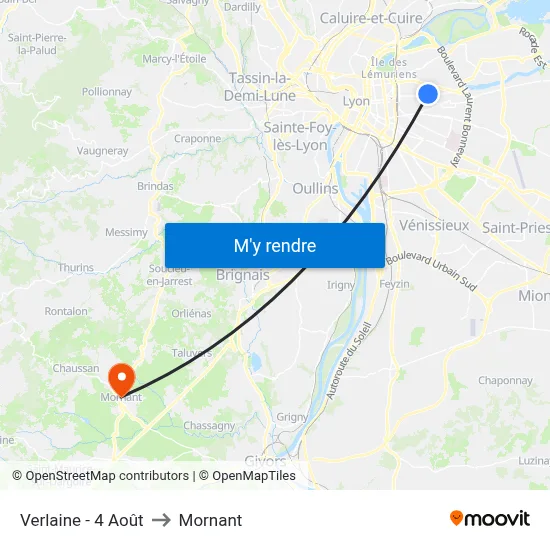 Verlaine - 4 Août to Mornant map