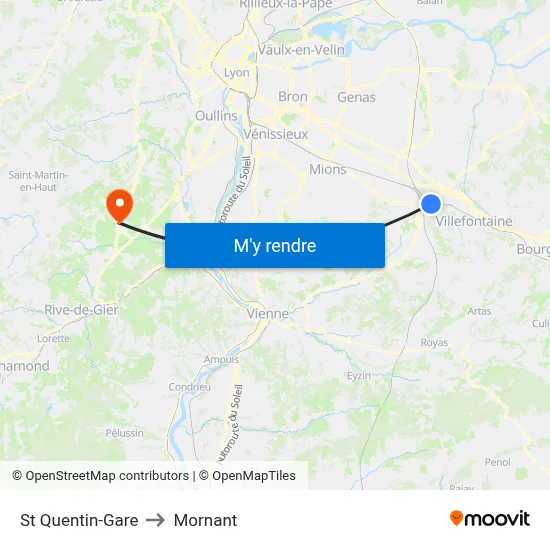 St Quentin-Gare to Mornant map