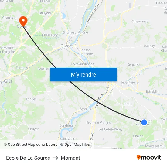 Ecole De La Source to Mornant map