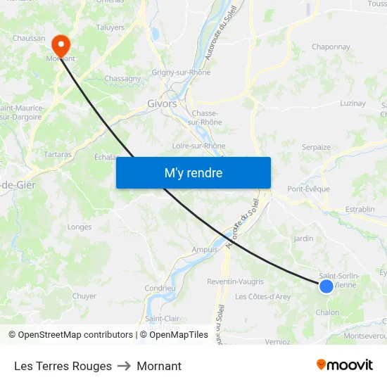 Les Terres Rouges to Mornant map