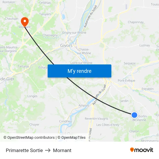 Primarette Sortie to Mornant map