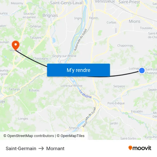 Saint-Germain to Mornant map