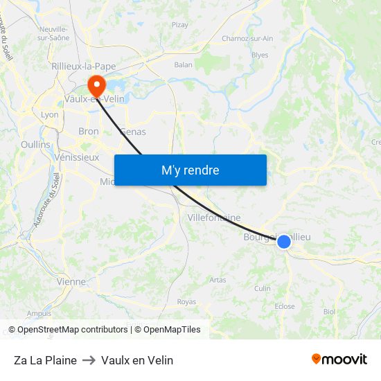 Za La Plaine to Vaulx en Velin map