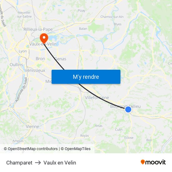 Champaret to Vaulx en Velin map