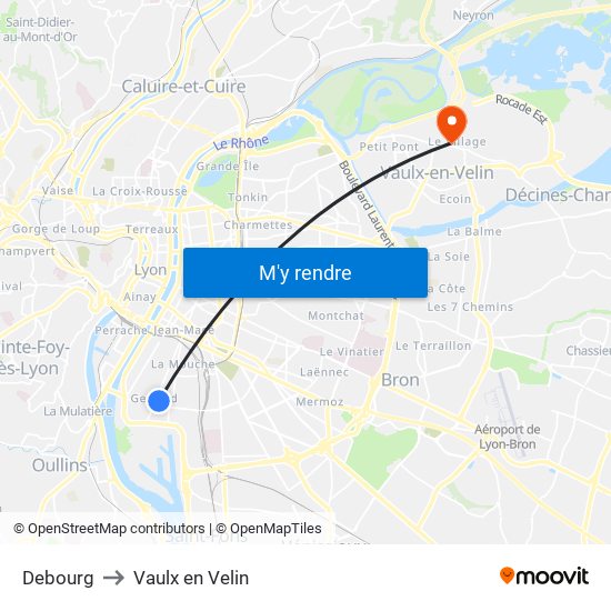 Debourg to Vaulx en Velin map