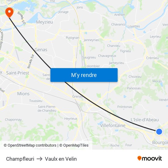 Champfleuri to Vaulx en Velin map