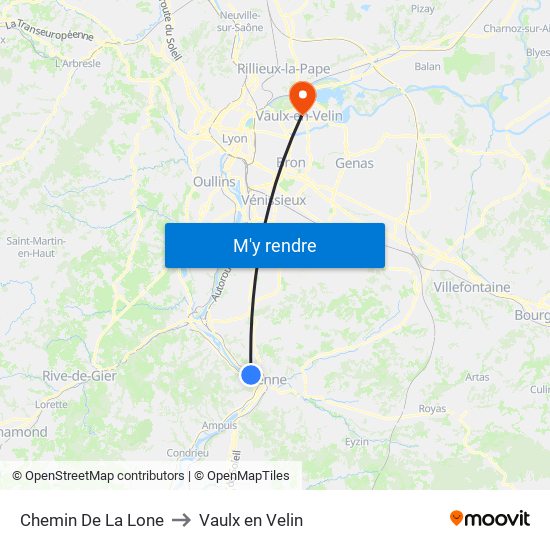 Chemin De La Lone to Vaulx en Velin map