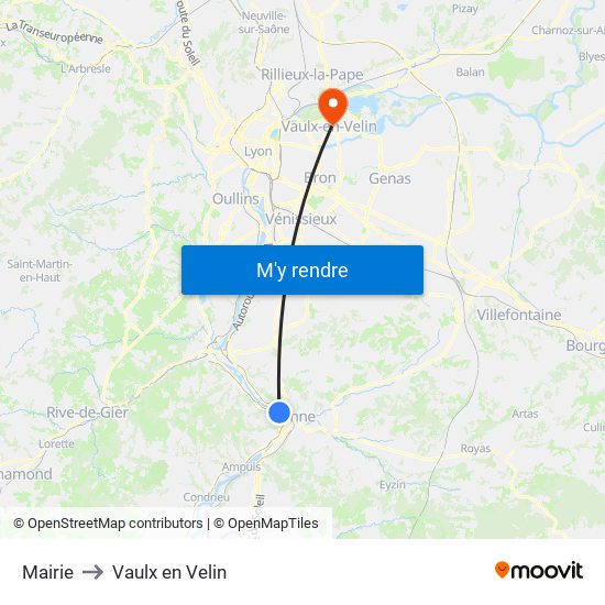 Mairie to Vaulx en Velin map