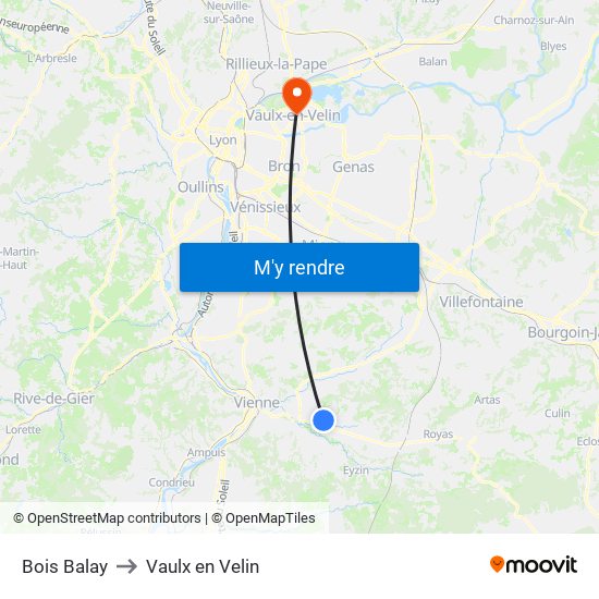 Bois Balay to Vaulx en Velin map