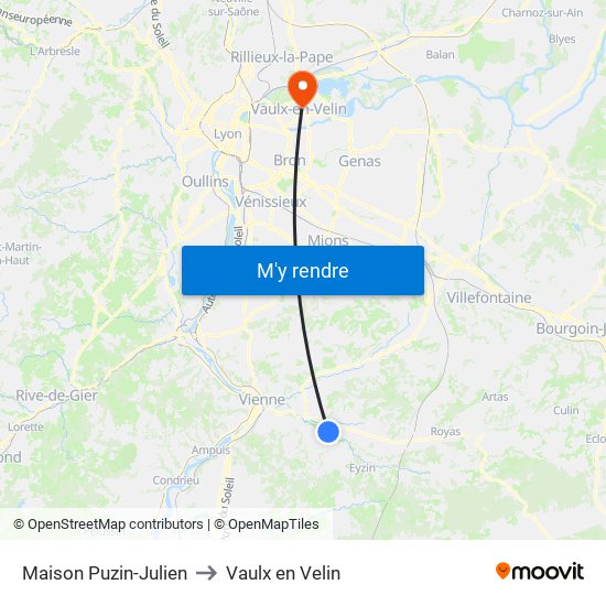 Maison Puzin-Julien to Vaulx en Velin map